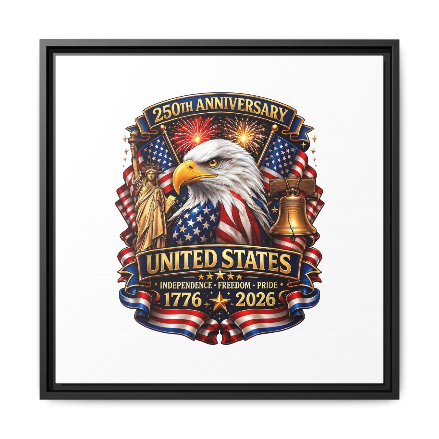 250th Anniversary United States Framed Canvas - Patriotic Eagle 1776–2026