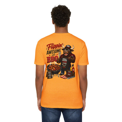 Flippin' Awesome at BBQ T-Shirt — Grill Master Bull Graphic Tee