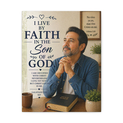 Faith in the Son of God Stretched Canvas — Inspirational Christian Wall Art with Galatians 2:20