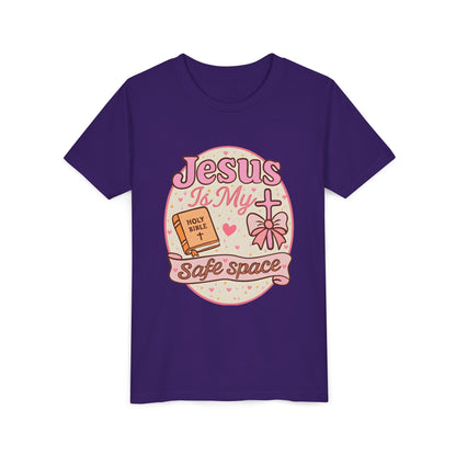 Youth Tee — "Jesus Is My Safe Space" Christian Kids T-Shirt