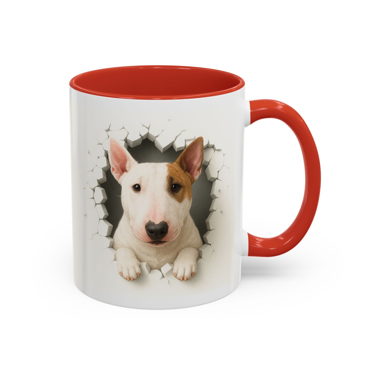 Bull Terrier Coffee Mug — Cute Dog Peeking Accent Mug (11/15oz)