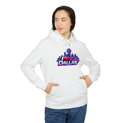 I  Dallas Skyline Hoodie — Retro Neon Dallas Cityscape Pullover