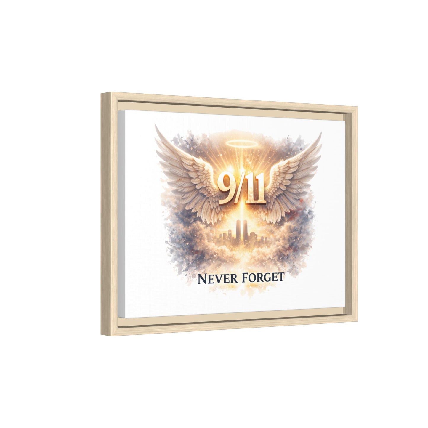 9/11 Memorial Matte Canvas Print — "Never Forget" Framed Wall Art