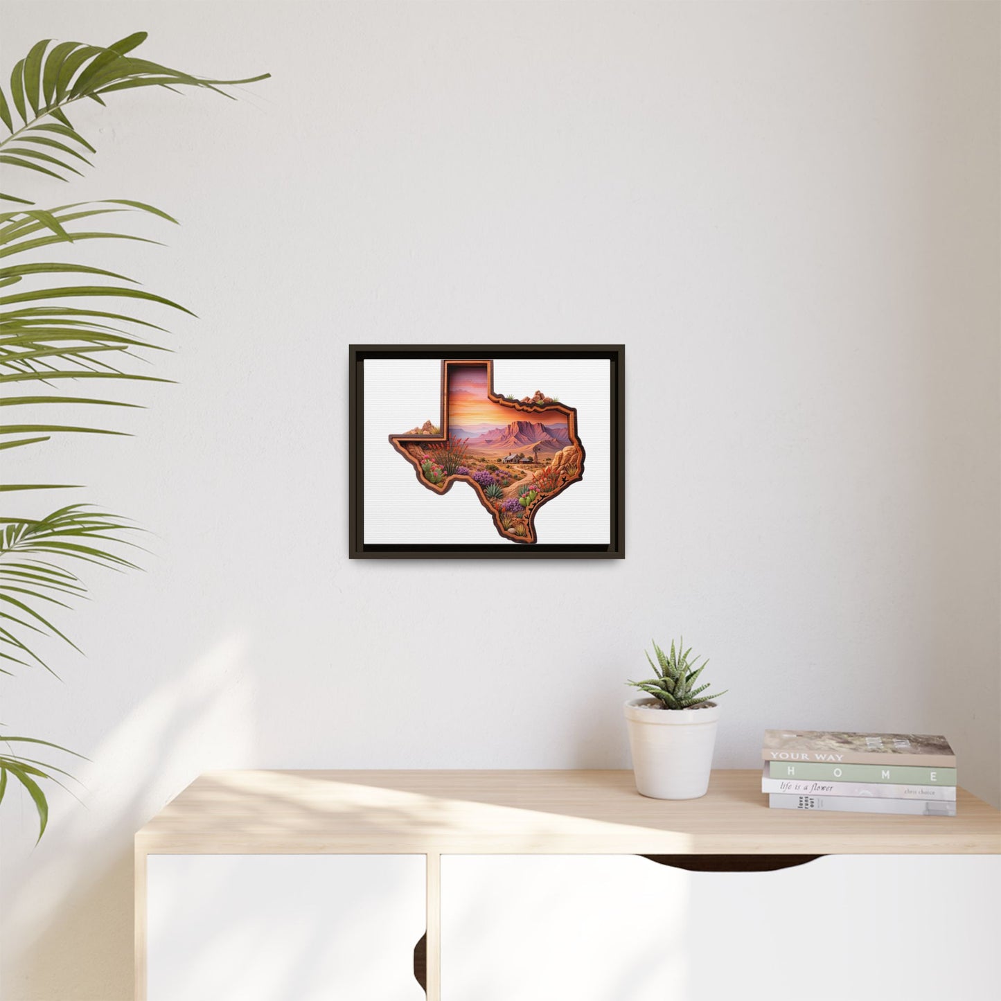 Framed Texas Landscape Matte Canvas — Desert Sunset State Art Print