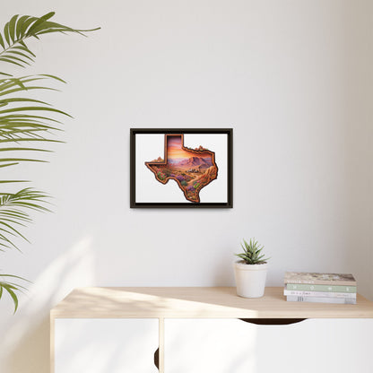 Framed Texas Landscape Matte Canvas — Desert Sunset State Art Print