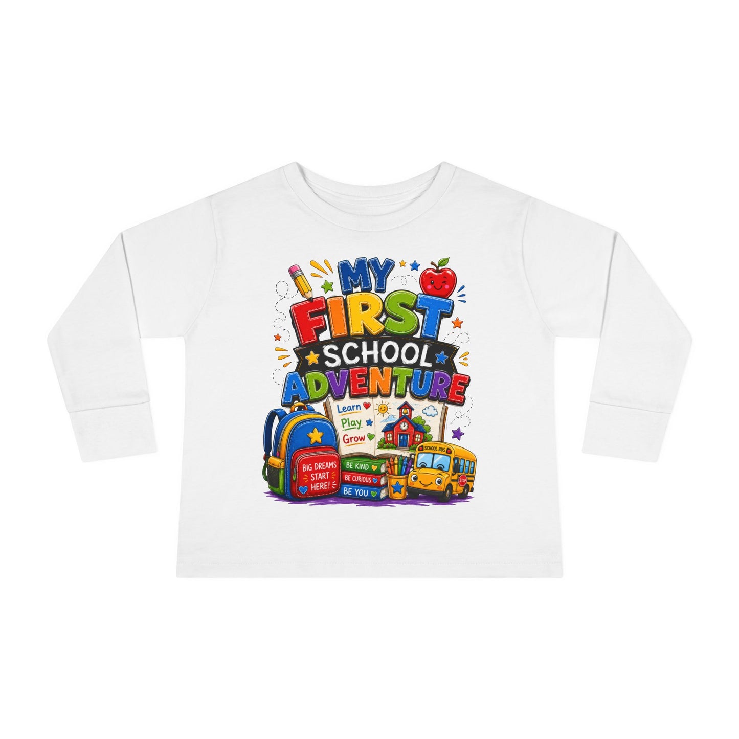 My First School Adventure Toddler Long Sleeve Tee