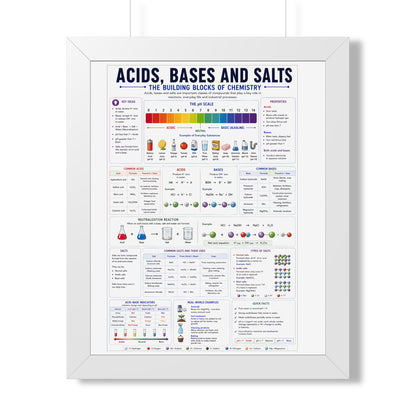 Framed Poster — Acids, Bases & Salts Chemistry Reference