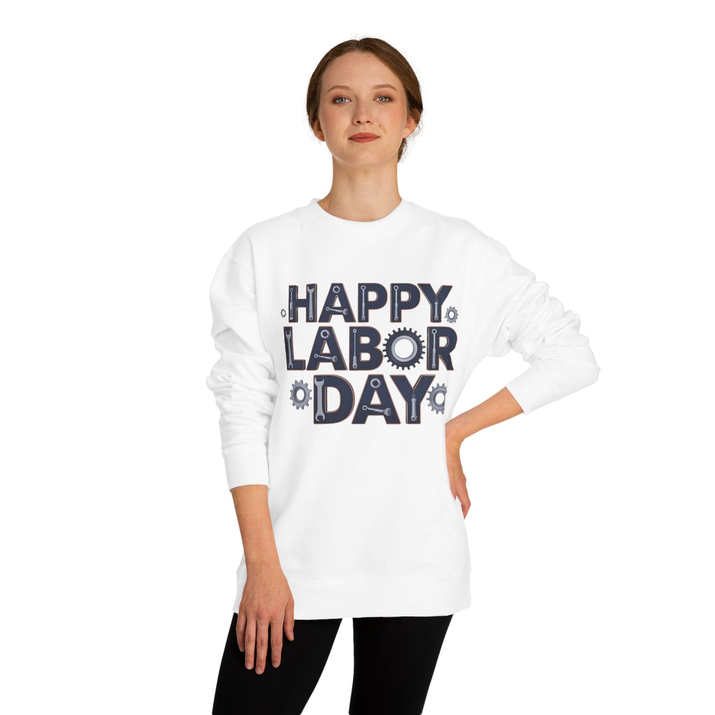Labor Day Sweatshirt - "Happy Labor Day" Gear with Industrial Gear Design
