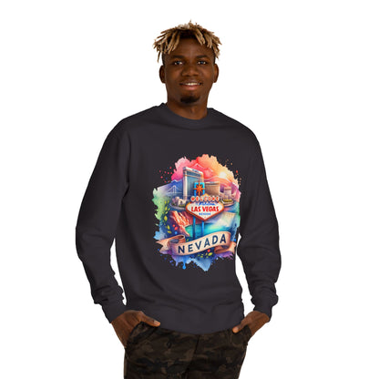 Nevada Las Vegas Watercolor Sweatshirt — Colorful Travel Souvenir Crewneck