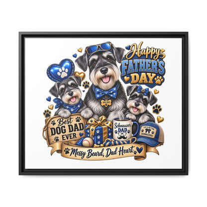 Happy Father's Day Schnauzer Canvas – Best Dog Dad Ever Framed Wall Art