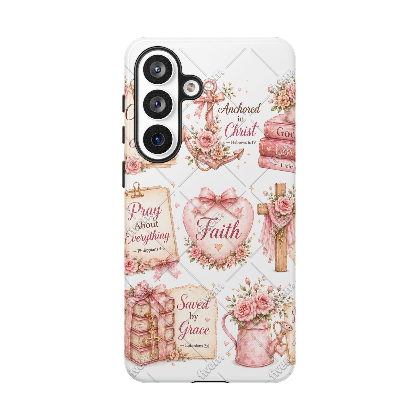 Faith Floral Phone Case – Christian Inspirational Scripture iPhone Cover (Choose Joy, Pray, Faith)
