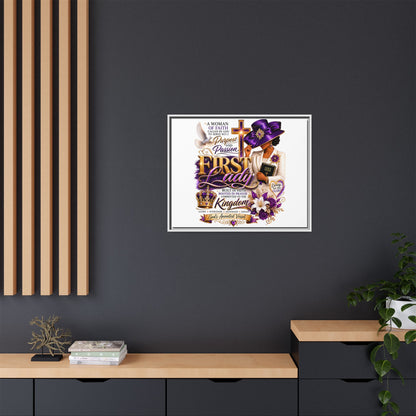 First Lady Faith Wall Art — Framed Matte Canvas (Purple & Gold)