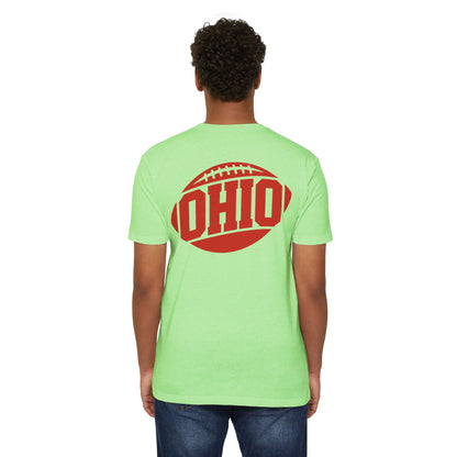 Ohio Football T-Shirt — Retro Red Football Logo Tee