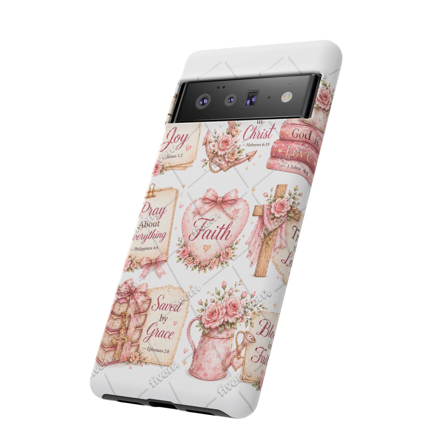 Faith Floral Phone Case – Christian Inspirational Scripture iPhone Cover (Choose Joy, Pray, Faith)