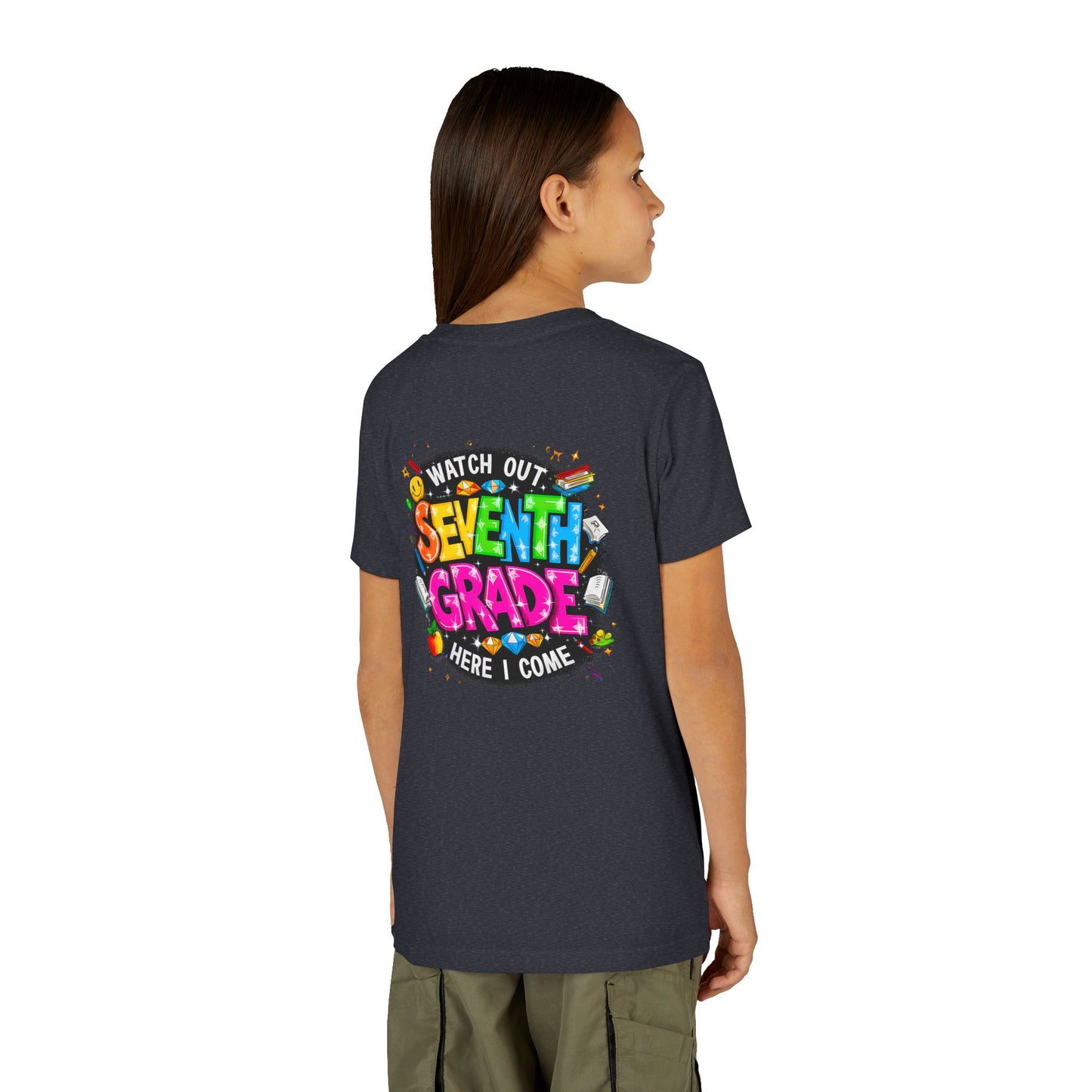 Seventh Grade Kids T-Shirt – “Watch Out Seventh Grade Here I Come” Back-to-School Tee