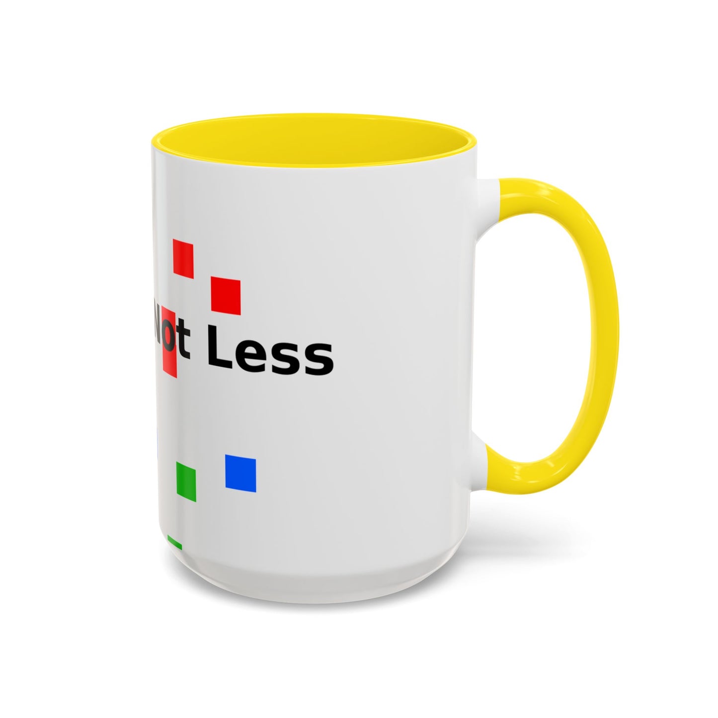 Accent Coffee Mug — 'Different Not Less' Pride-Inclusive Color Block Design (11/15oz)