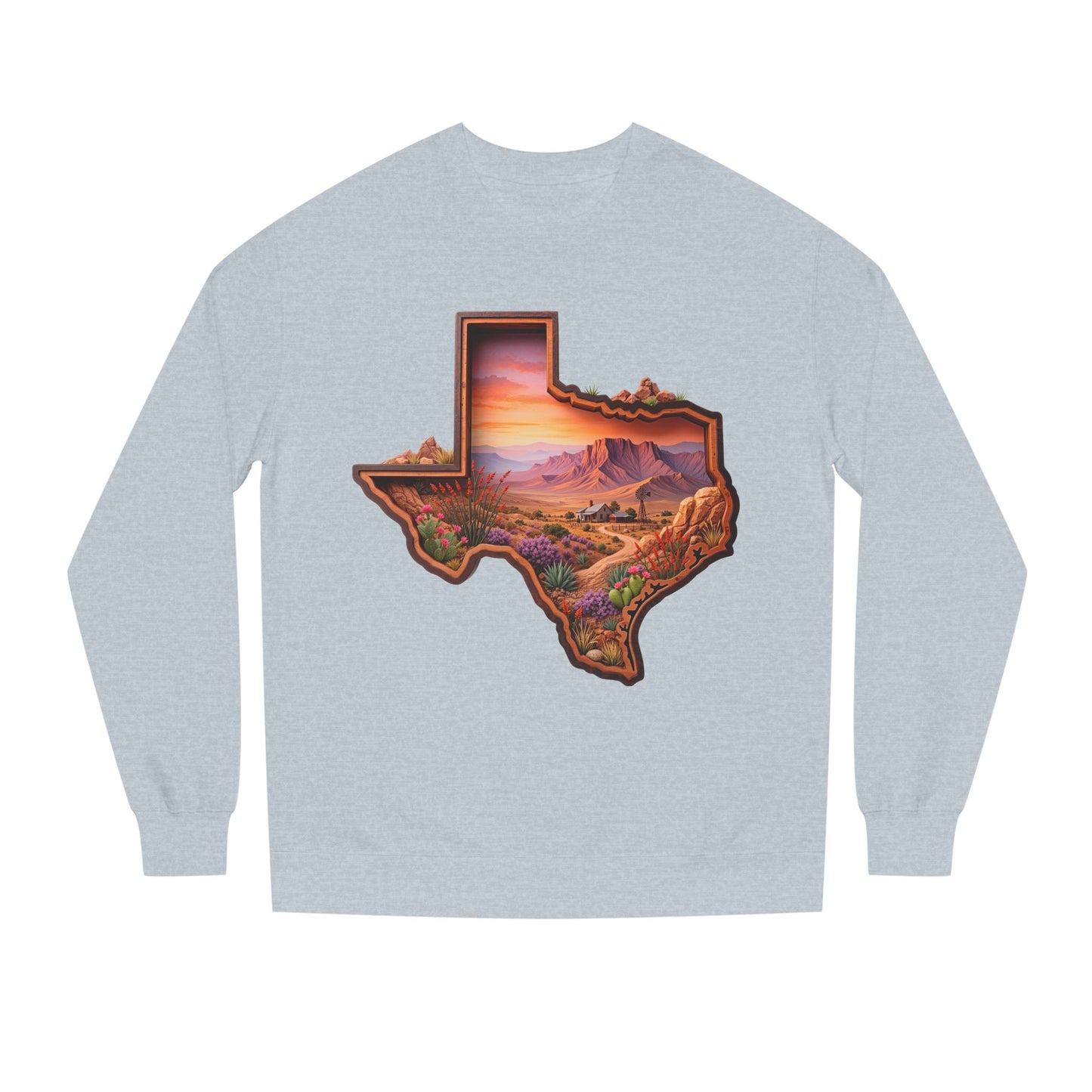 Texas Sunset Crewneck Sweatshirt — Scenic Lone Star State Landscape