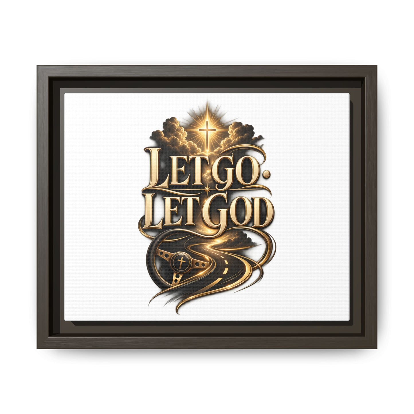 Let Go, Let God Framed Canvas Wall Art — Inspirational Christian Decor