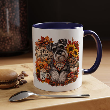 Thanksgiving Schnauzer Coffee Mug — 'Happy Thanksgiving' Autumn Dog Mug (11/15oz)