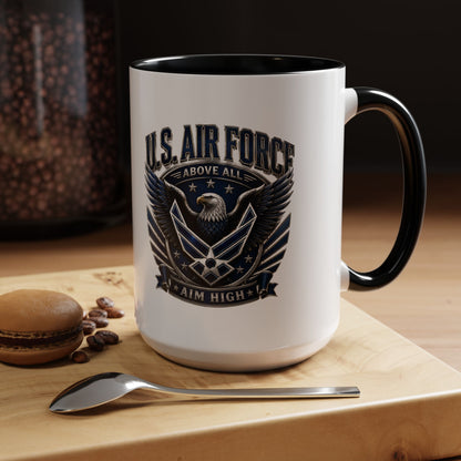 U.S. Air Force Eagle Coffee Mug – "Aim High" Accent Ceramic Mug (11/15oz)