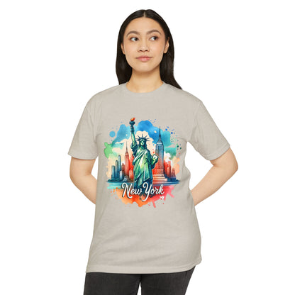 New York Watercolor Statue of Liberty T-Shirt