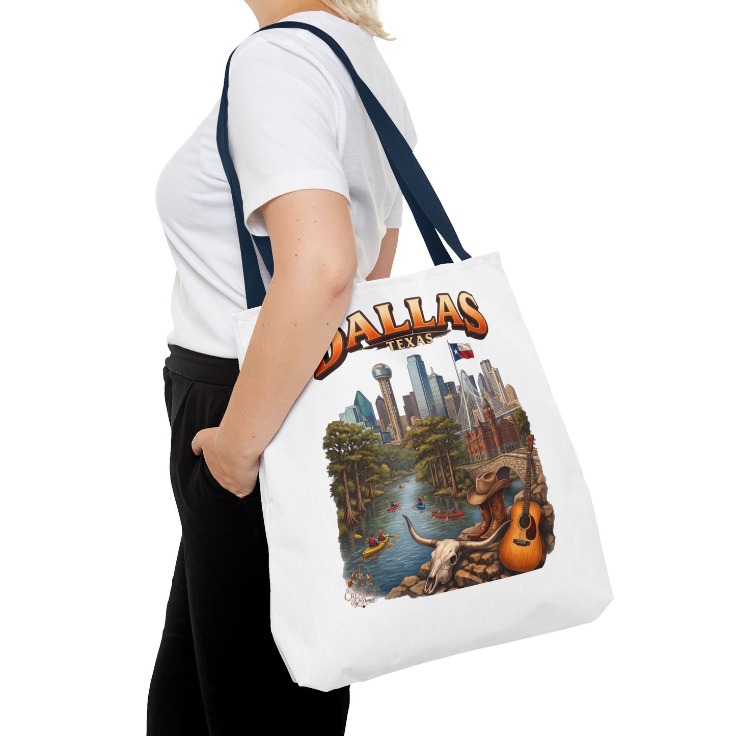 Dallas Texas Scenic Tote Bag – City Skyline & Guitar Souvenir Tote