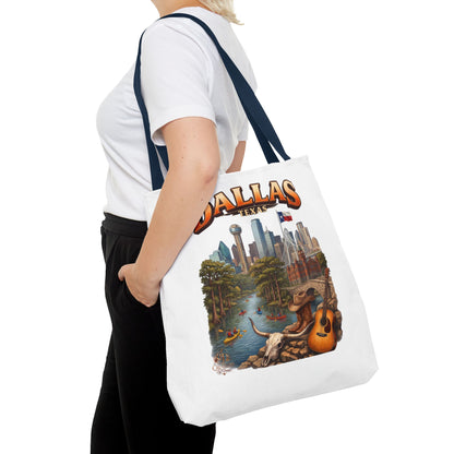 Dallas Texas Scenic Tote Bag – City Skyline & Guitar Souvenir Tote