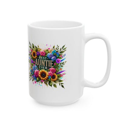 Floral 'All I Need Is Coffee' Ceramic Mug — Colorful Sunflower & Rose Coffee Cup (11oz, 15oz)