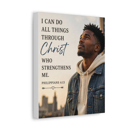 Philippians 4:13 Stretched Canvas – 'I Can Do All Things Through Christ' Inspirational Wall Art
