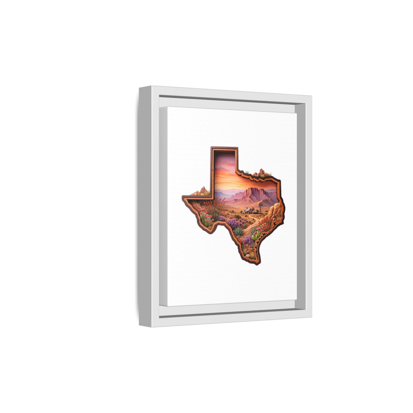 Framed Texas Landscape Matte Canvas — Desert Sunset State Art Print