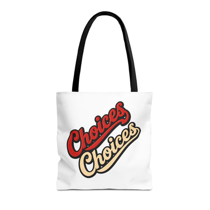 Choices Retro Script Tote Bag — Vintage Two-Tone Typography Canvas Tote