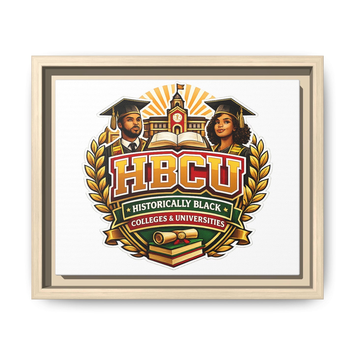 HBCU Crest Framed Canvas — Historically Black Colleges & Universities Wall Art