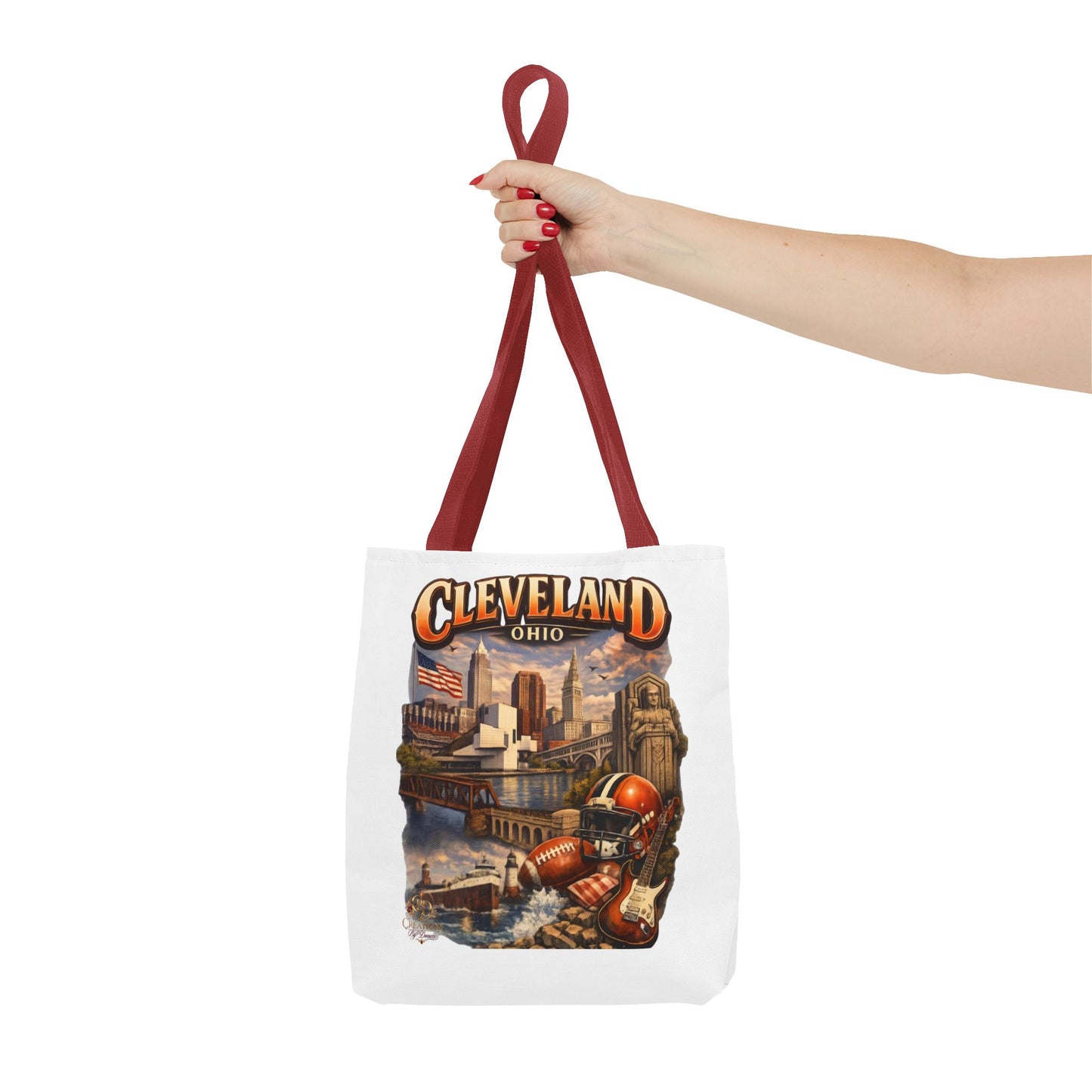 Cleveland Cityscape Tote Bag — Vintage Ohio Skyline & Sports Montage