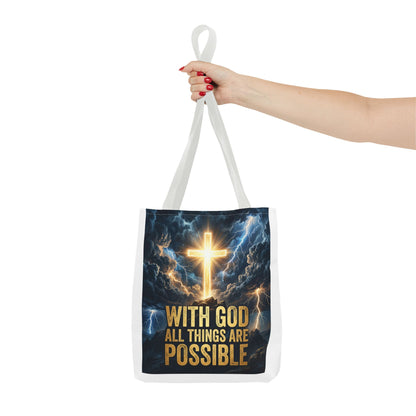 "With God All Things Are Possible" Tote Bag