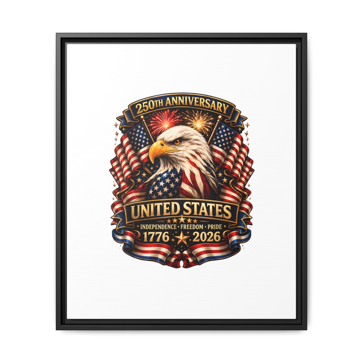 Patriotic Eagle 250th Anniversary Framed Canvas Print — United States 1776–2026