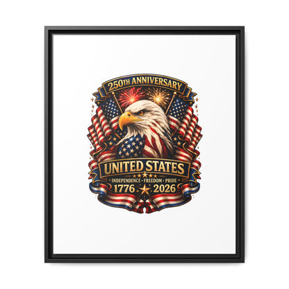 Patriotic Eagle 250th Anniversary Framed Canvas Print — United States 1776–2026