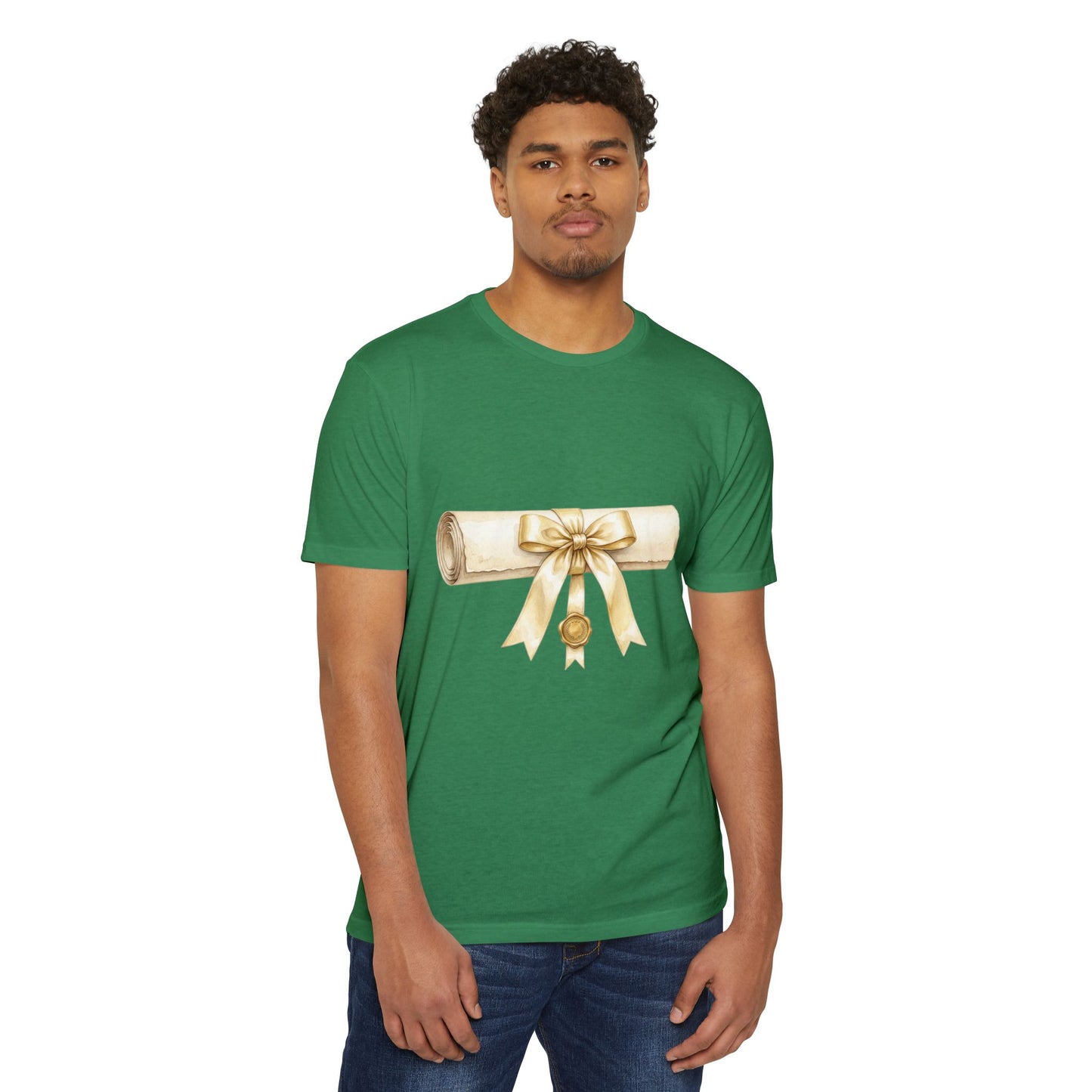 Graduation Scroll T-Shirt — Gold Ribbon Diploma Tee