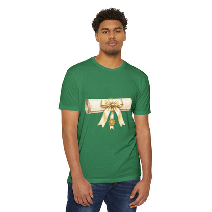 Graduation Scroll T-Shirt — Gold Ribbon Diploma Tee