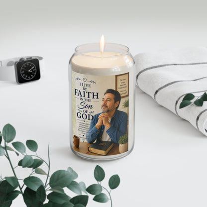 Faith-Inspired Scented Soy Candle — “I Live by Faith in the Son of God” 13.75 oz