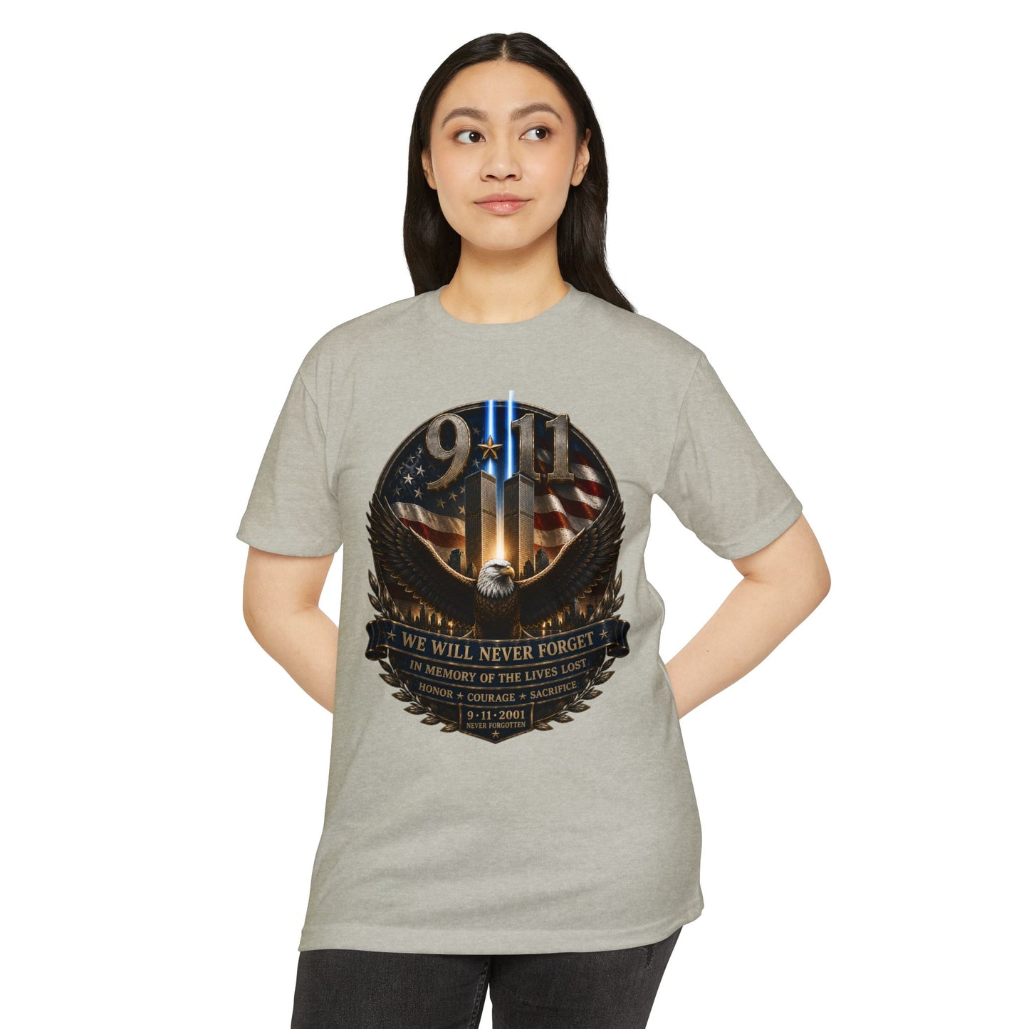 9/11 Memorial Eagle T-Shirt — We Will Never Forget Patriotic Tribute Tee