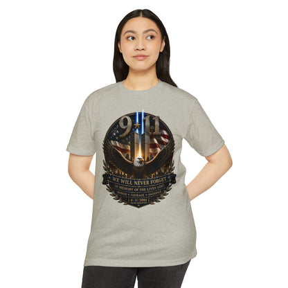 9/11 Memorial Eagle T-Shirt — We Will Never Forget Patriotic Tribute Tee