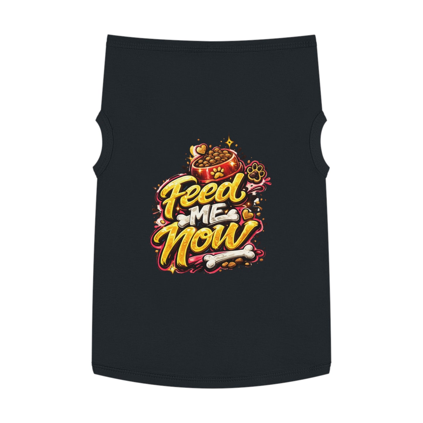 Dog Tank Top - "Feed Me Now" Funny Pet Feeding Shirt