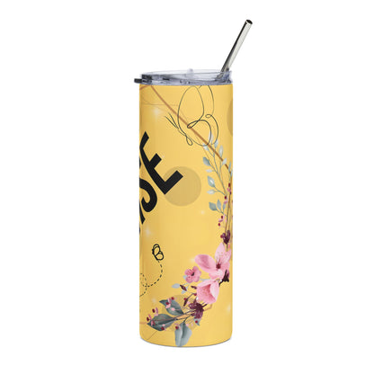 Nurse Floral 20oz Stainless Steel Tumbler — Yellow Insulated Travel Cup