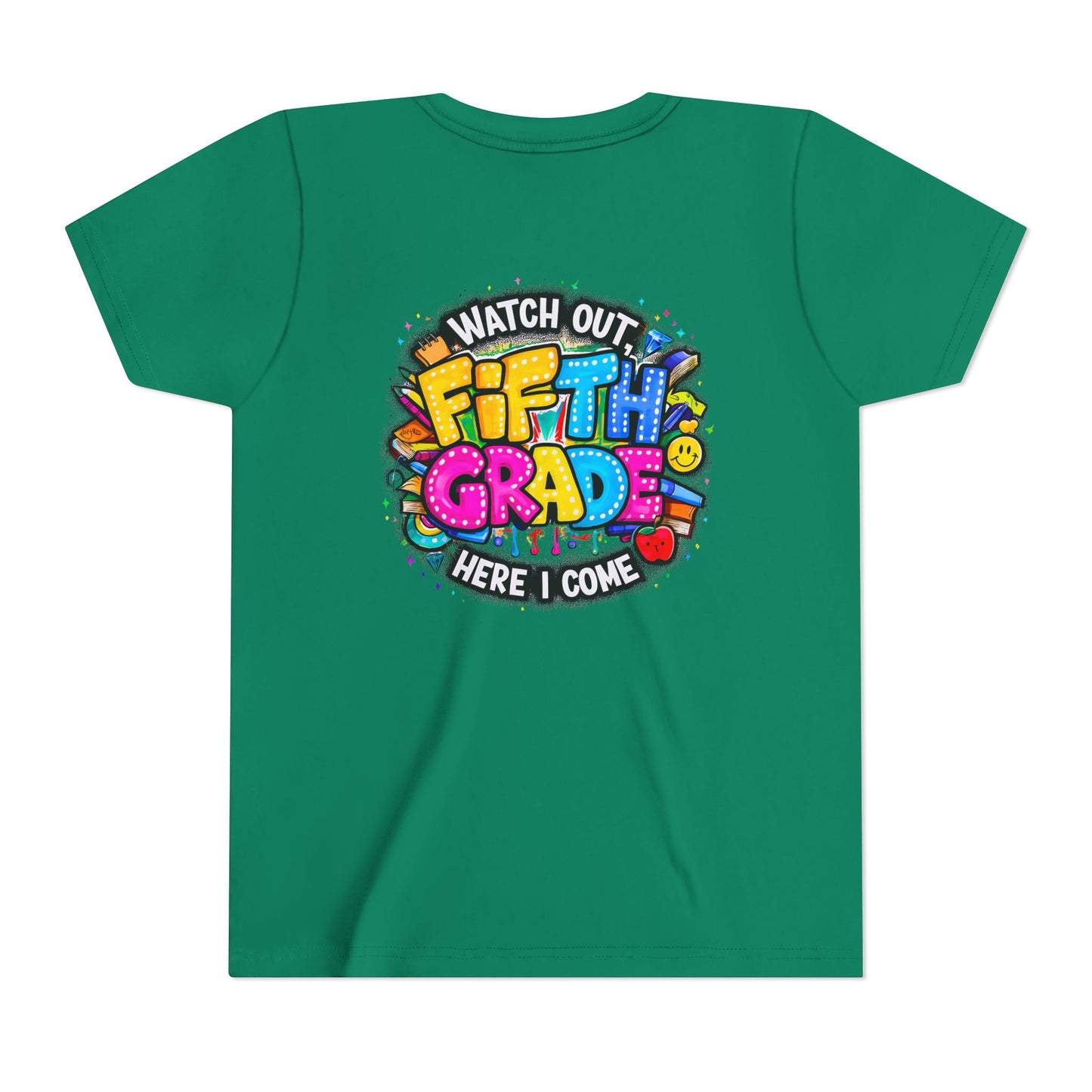 Fifth Grade T‑Shirt for Kids - "Watch Out Fifth Grade Here I Come" Back-to-School Tee