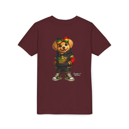 Youth Tee — Black History Queen Bear Graphic T-Shirt