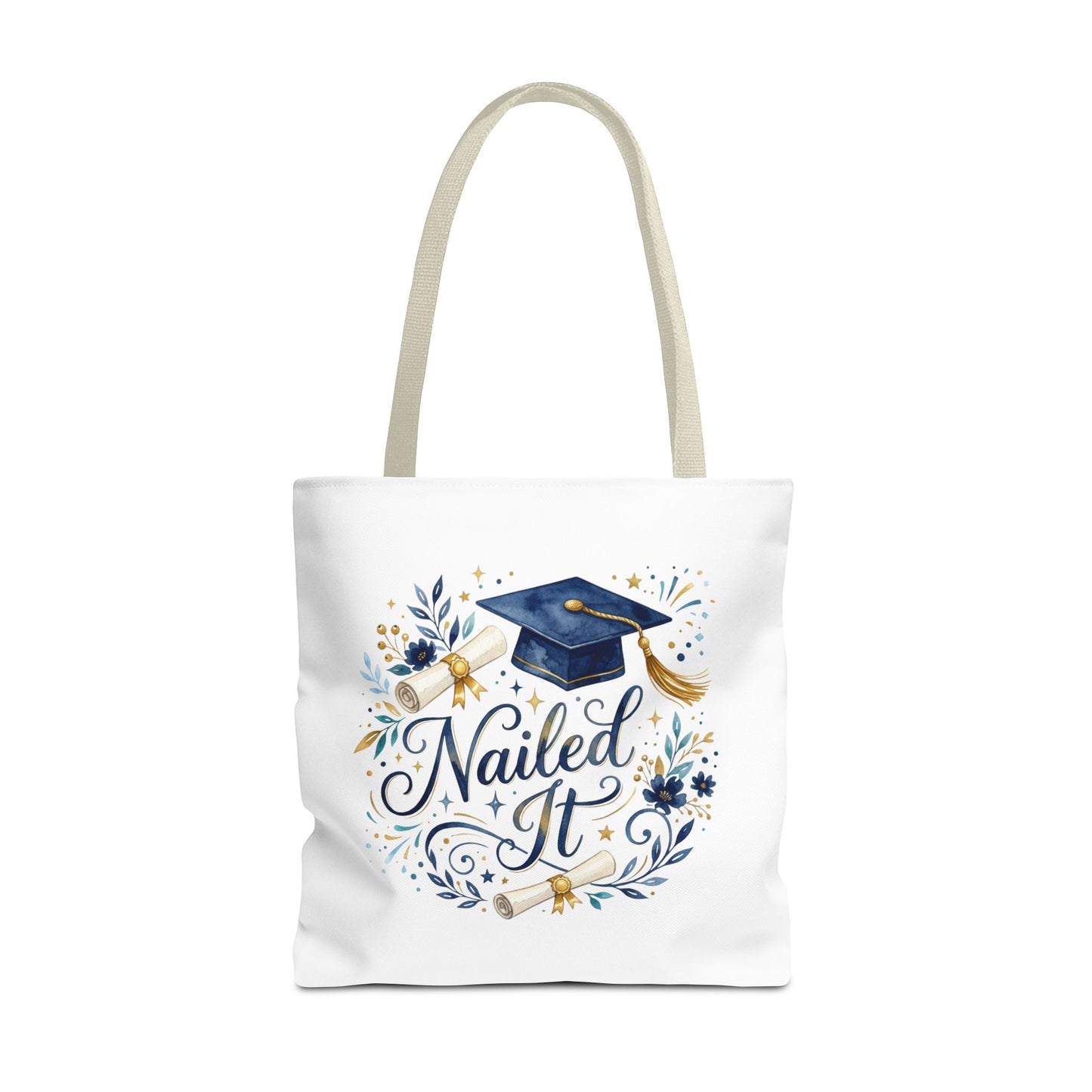 Graduation Tote Bag "Nailed It" – Cap & Diploma Celebration Tote