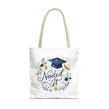 Graduation Tote Bag "Nailed It" – Cap & Diploma Celebration Tote