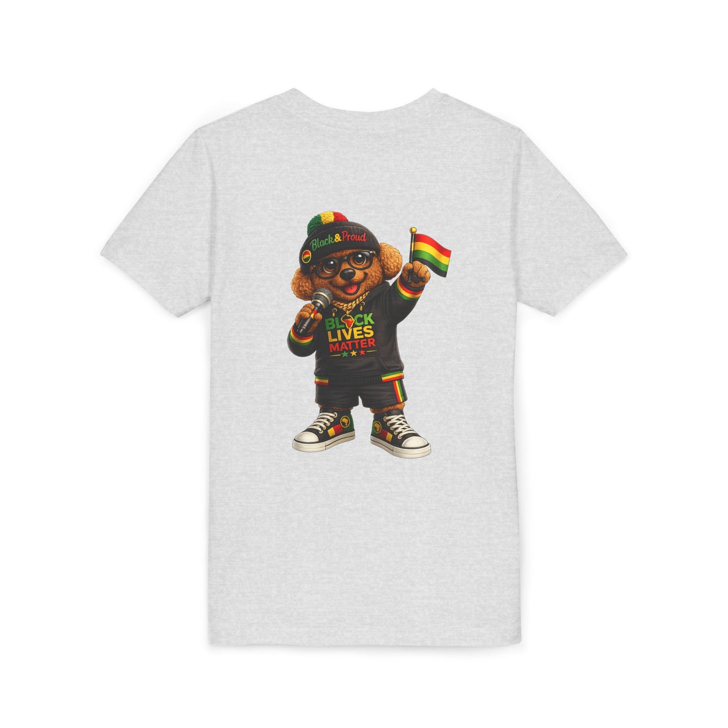 Youth Tee — Kid Bear Black Lives Matter Rasta Flag Shirt
