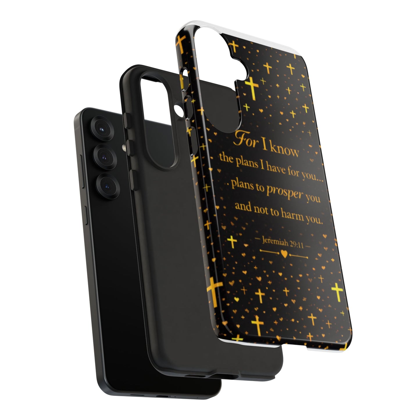 Phone Case — "For I Know" Jeremiah 29:11 Gold Cross Christian Tough Case