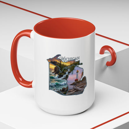 Michigan Lighthouse Coffee Mug — Scenic Great Lakes Accent Mug (11/15oz)